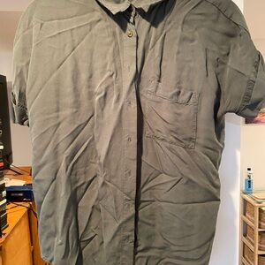 LOFT Charcoal Button-Up Shirt